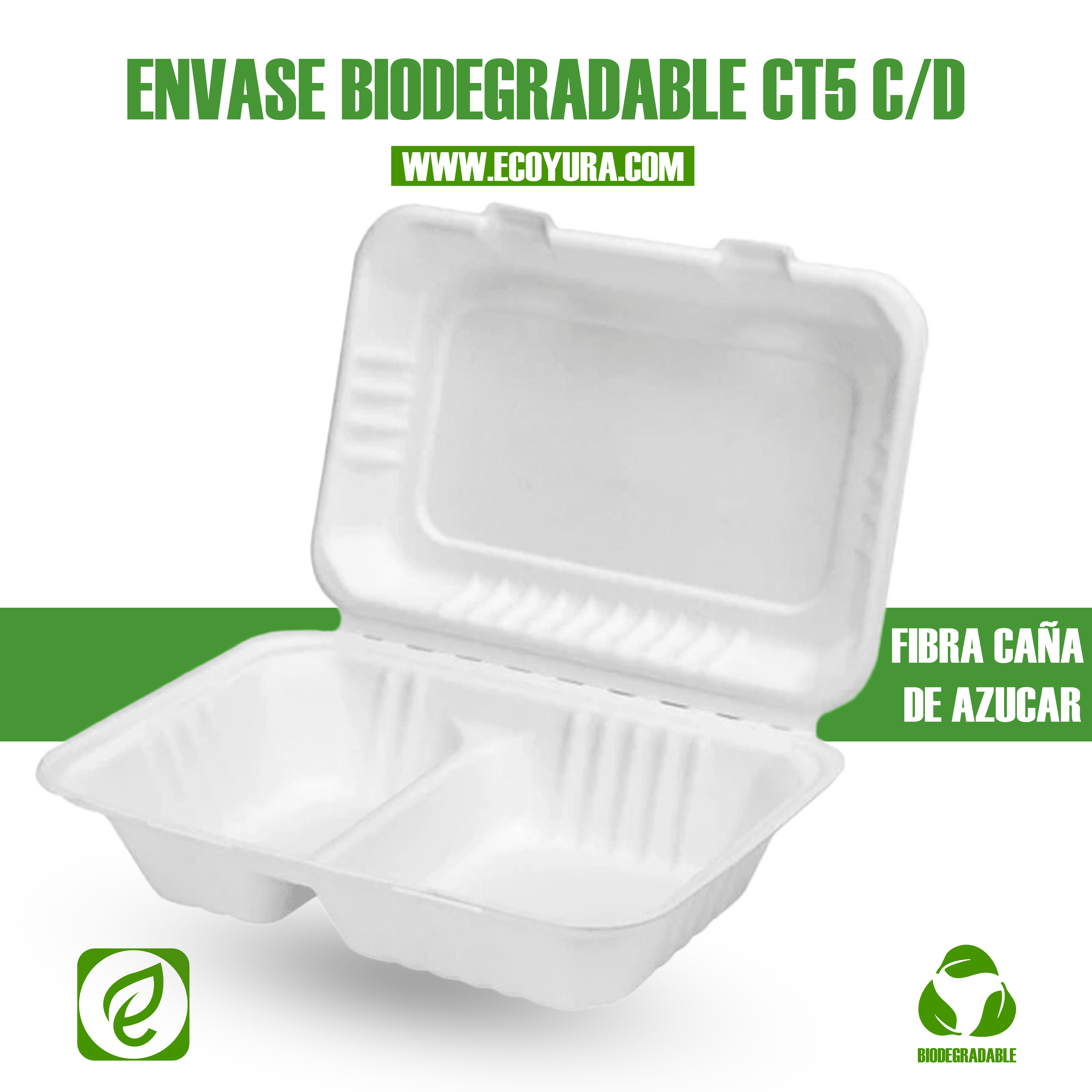 Envase Biodegradable CT5 con División – 920 ml